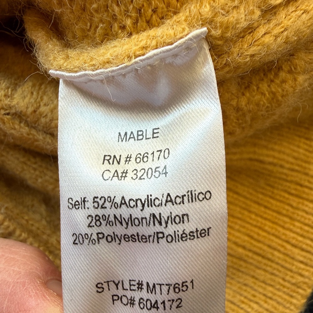 Mable Mustard Cable Knit Sweater Short Sleeve Cozy Cottagecore Medium - Picture 13 of 14